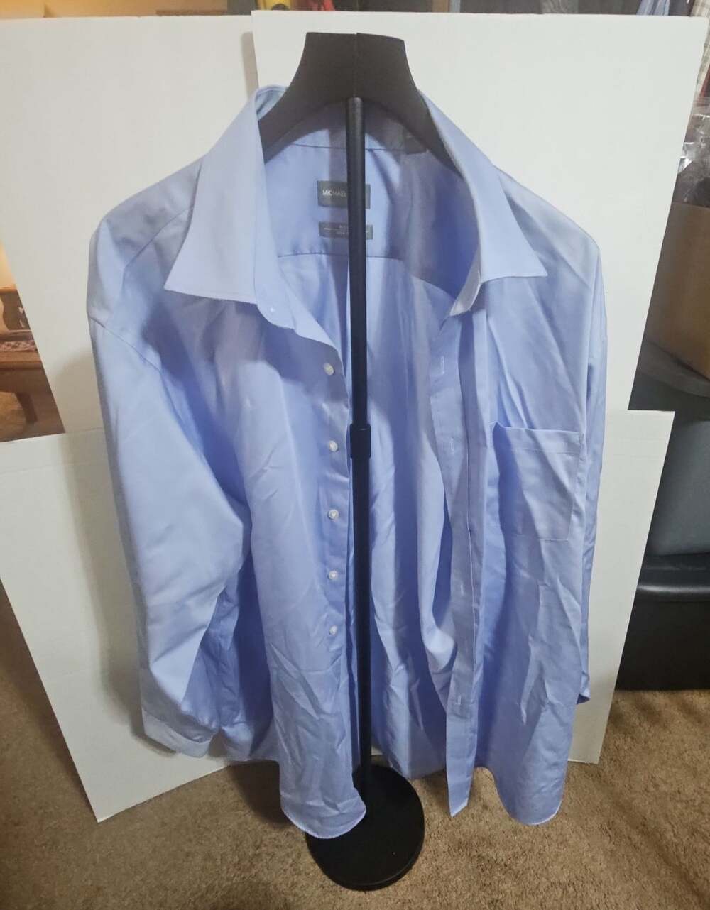 Michael Kors Dress Shirt Size 18.5 34/35 Blue Non Iron Big Fit
